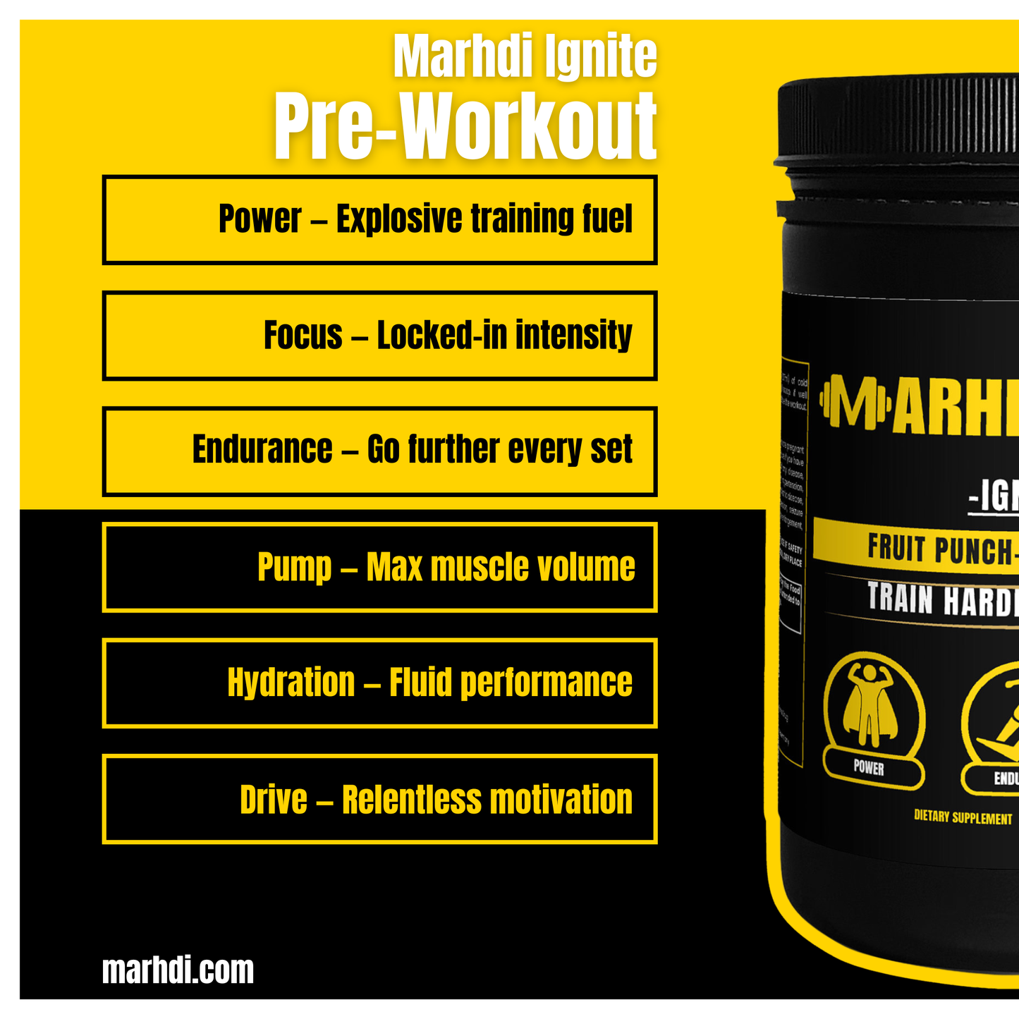 MARHDI IGNITE – Unleash Your Edge: Built for Power, Pump, and Precision.